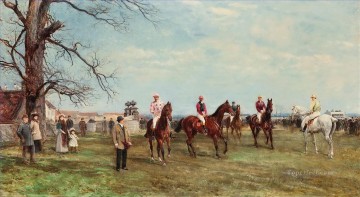 Impresionismo Painting - El inicio del deporte de equitación Catterick Steeplechase Heywood Hardy